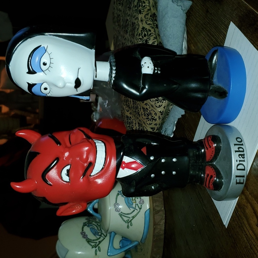 90s Goth Rockabilly Bobble Head Raven & El Diablo Lot